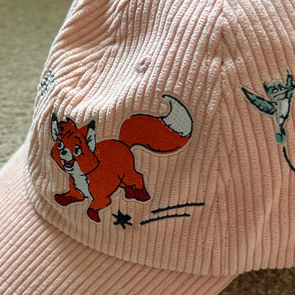 Playful Pink Corduroy Cap with Disney Figaro Thumper Fox Hound Cartoon Character - Picture 4 of 7
